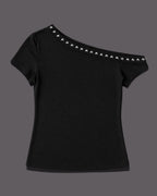 Women's Black Off-the-shoulder Y2K Top