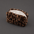 Leopard Print Plush Makeup Bag – Fuzzy Cosmetic Pouch for Travel & Daily Storage