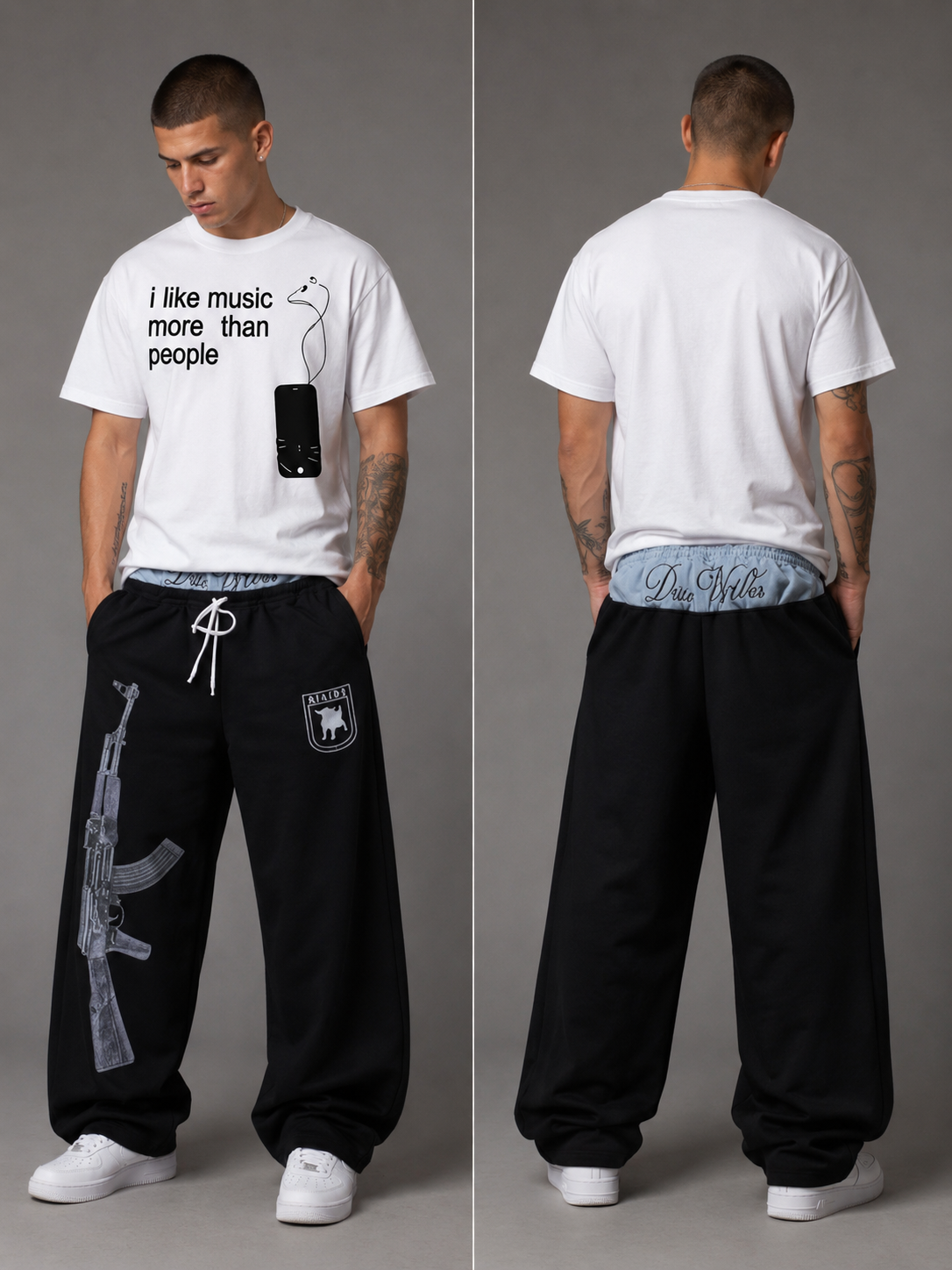 Men's Y2K White Graphic Music Shirt