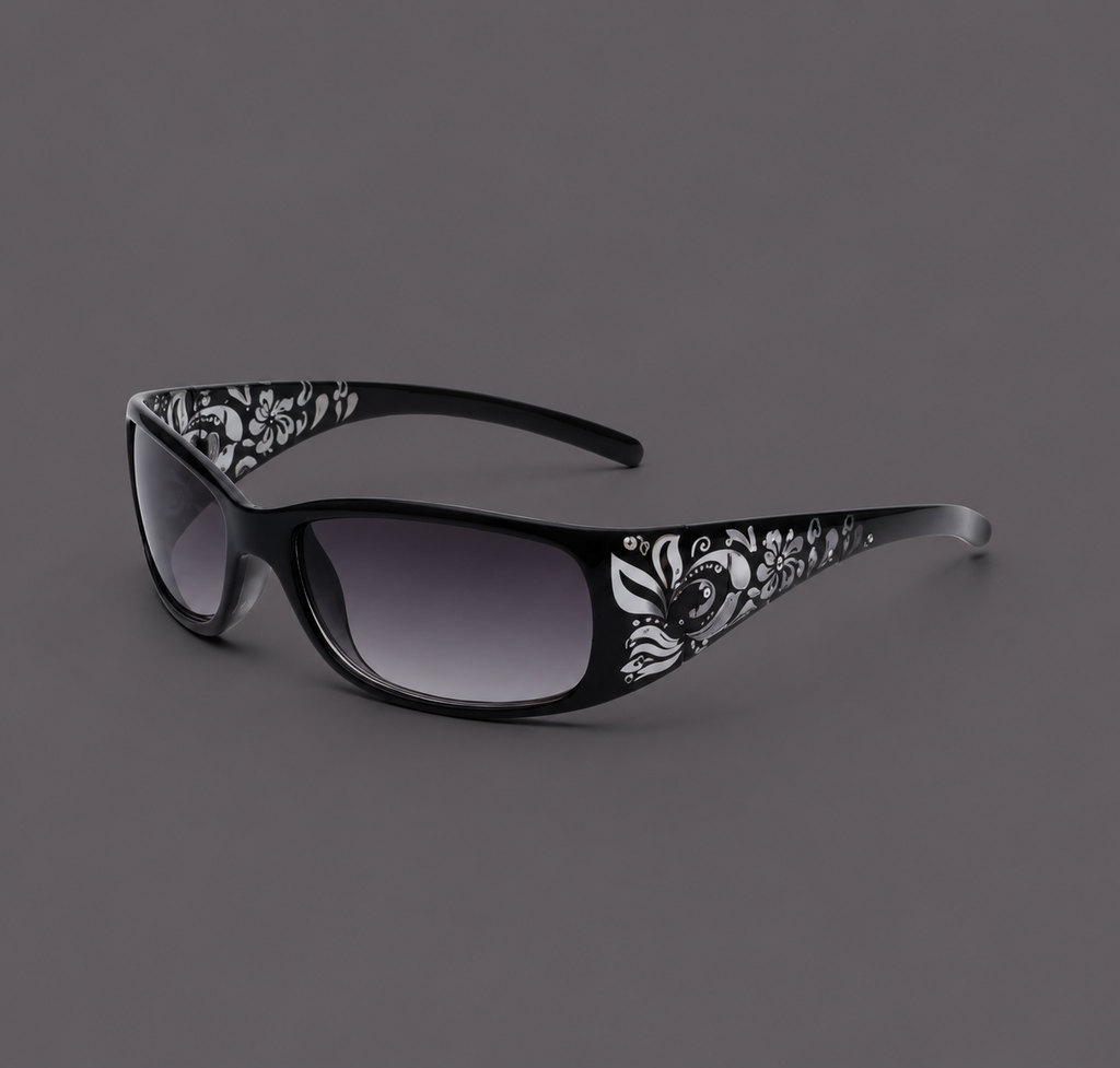 Women's Vintage Floral Sunglasses – Retro Y2K Rectangle Fashion Shades