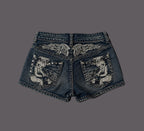 Women's Cute Y2K Style Embroidered Design Jean Shorts