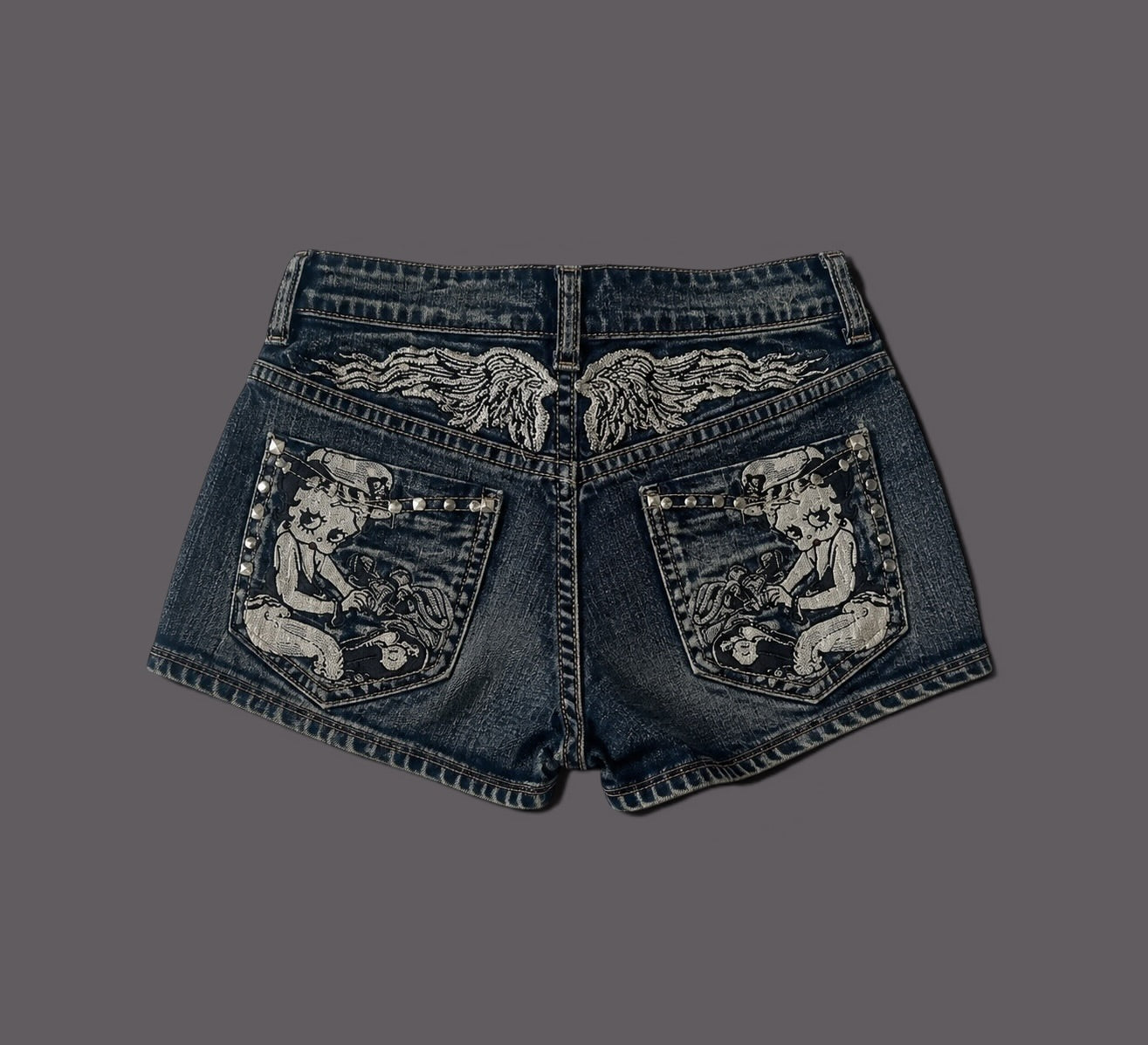 Women's Cute Y2K Style Embroidered Design Jean Shorts