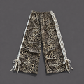 Leopard Print Wide Leg Bow Tie Track Pants