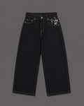 Unisex Y2K Denim Embroidered Cherry Blossom Loose Street Style Jeans