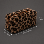Leopard Print Plush Makeup Bag – Fuzzy Cosmetic Pouch for Travel & Daily Storage