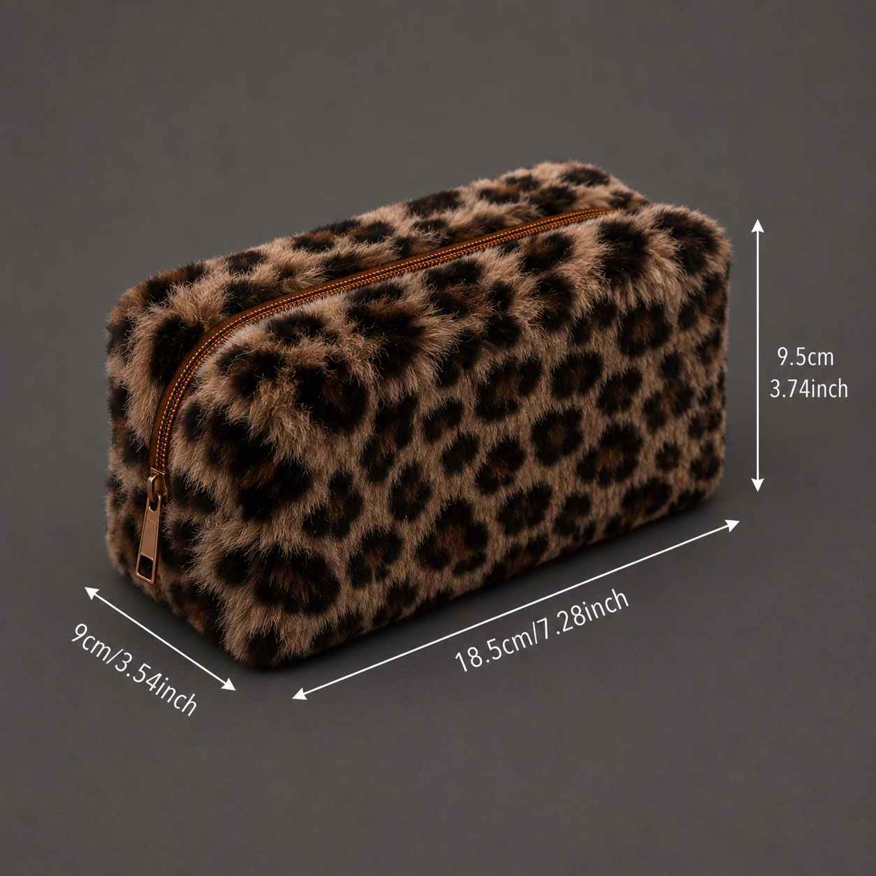 Leopard Print Plush Makeup Bag – Fuzzy Cosmetic Pouch for Travel & Daily Storage