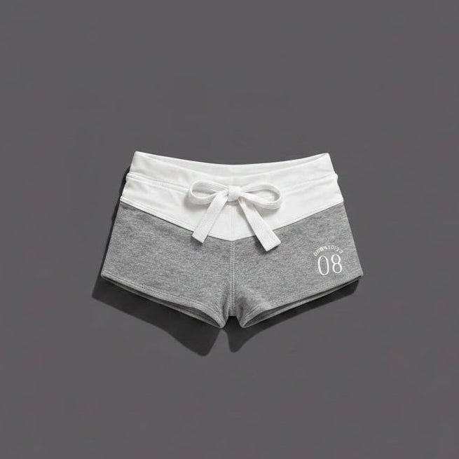 Women's White and Gray Booty Shorts