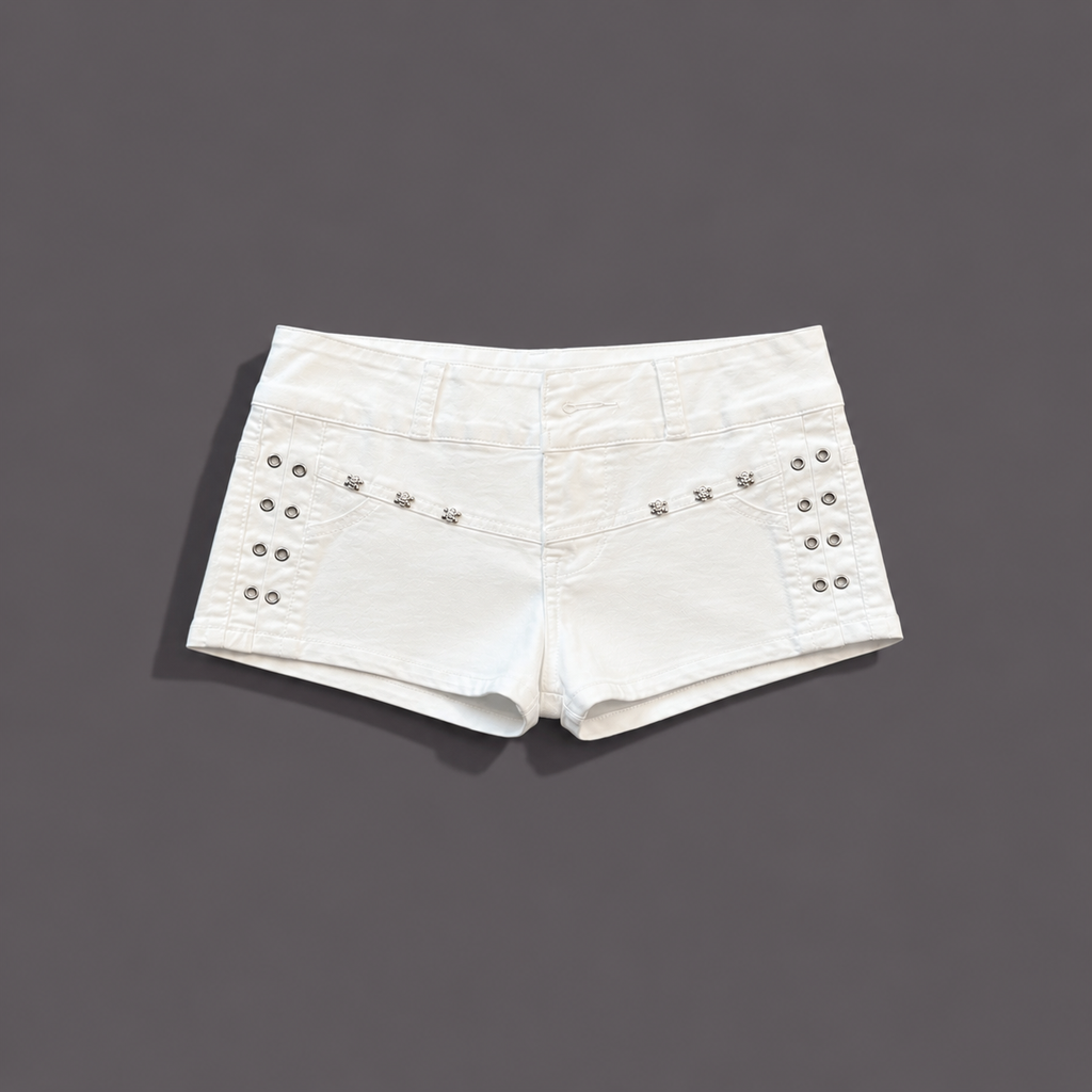 Women's Y2K Denim Low Rise White Jean Shorts