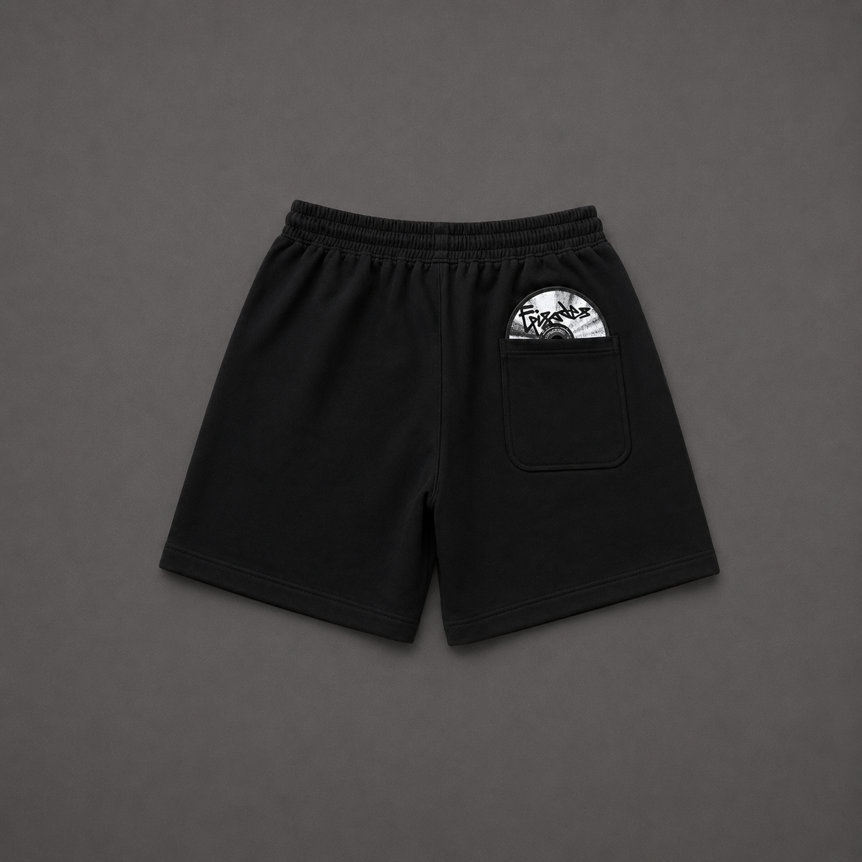 Oversized Black Sweat Shorts with Rear Pocket – Baggy Streetwear Fleece Shorts