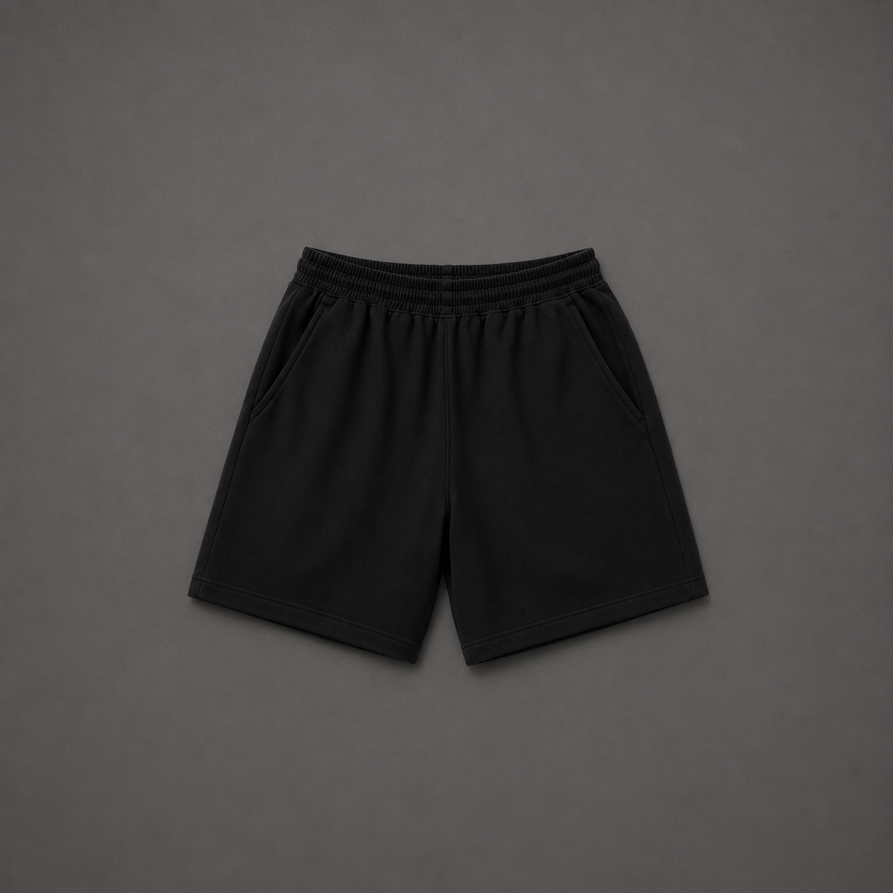 Oversized Black Sweat Shorts with Rear Pocket – Baggy Streetwear Fleece Shorts