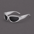Y2K Wraparound Shield Sunglasses – Silver Frame Retro Streetwear Shades
