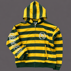 Y2K Green & Yellow Stripped Zip Up Hoodie