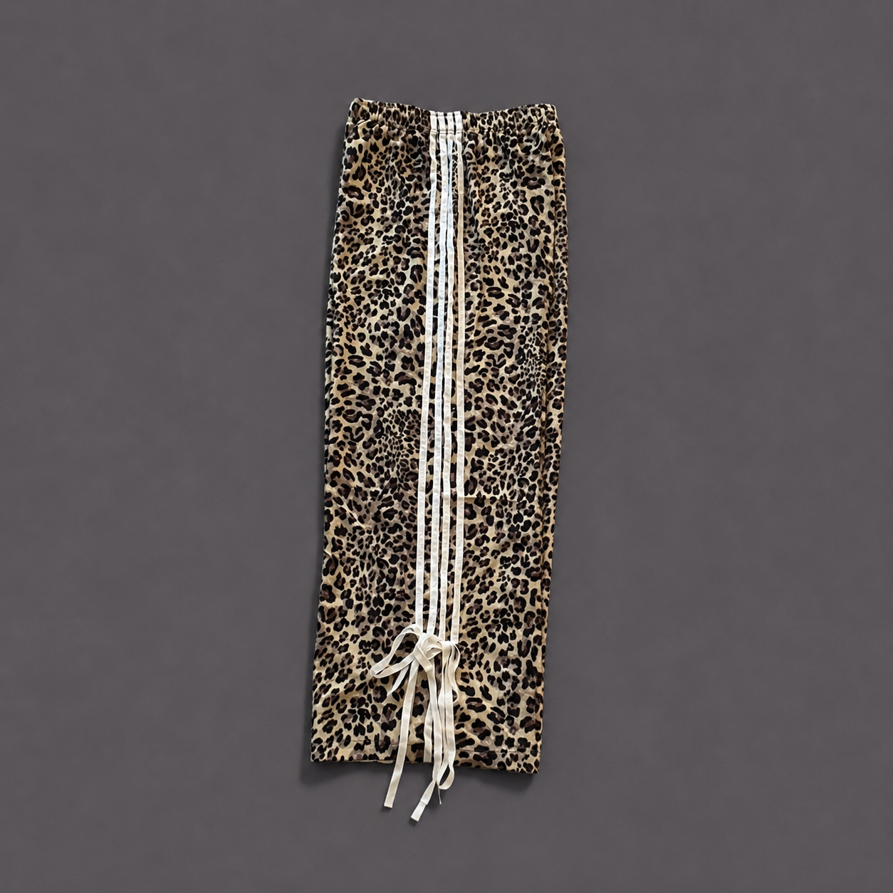 Leopard Print Wide Leg Bow Tie Track Pants