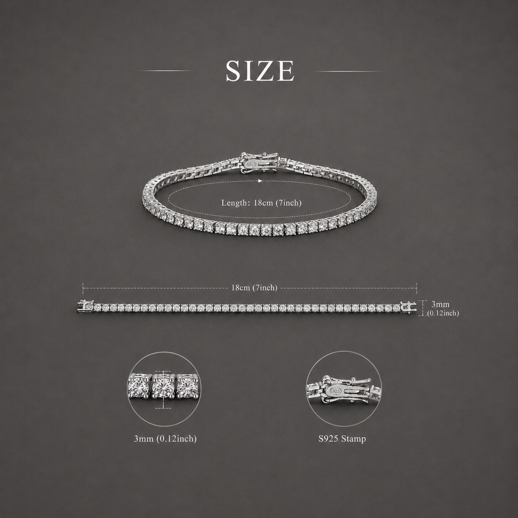 Iced Out Tennis Bracelet – Diamond-Look CZ Bracelet for Men & Women | 2mm–6.5mm Width Options