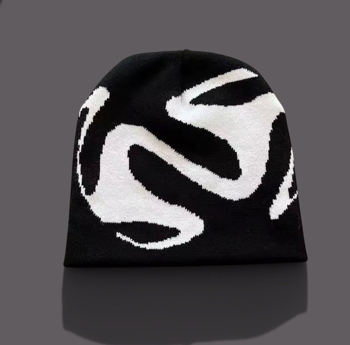 Y2K Beanie with Black & White Streetwear Design