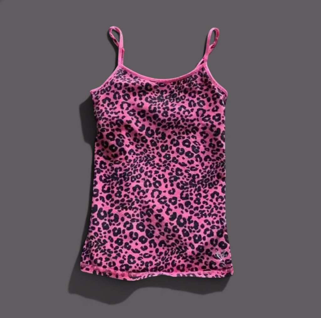 Women's Y2K Pink Leopard Print Tank Top