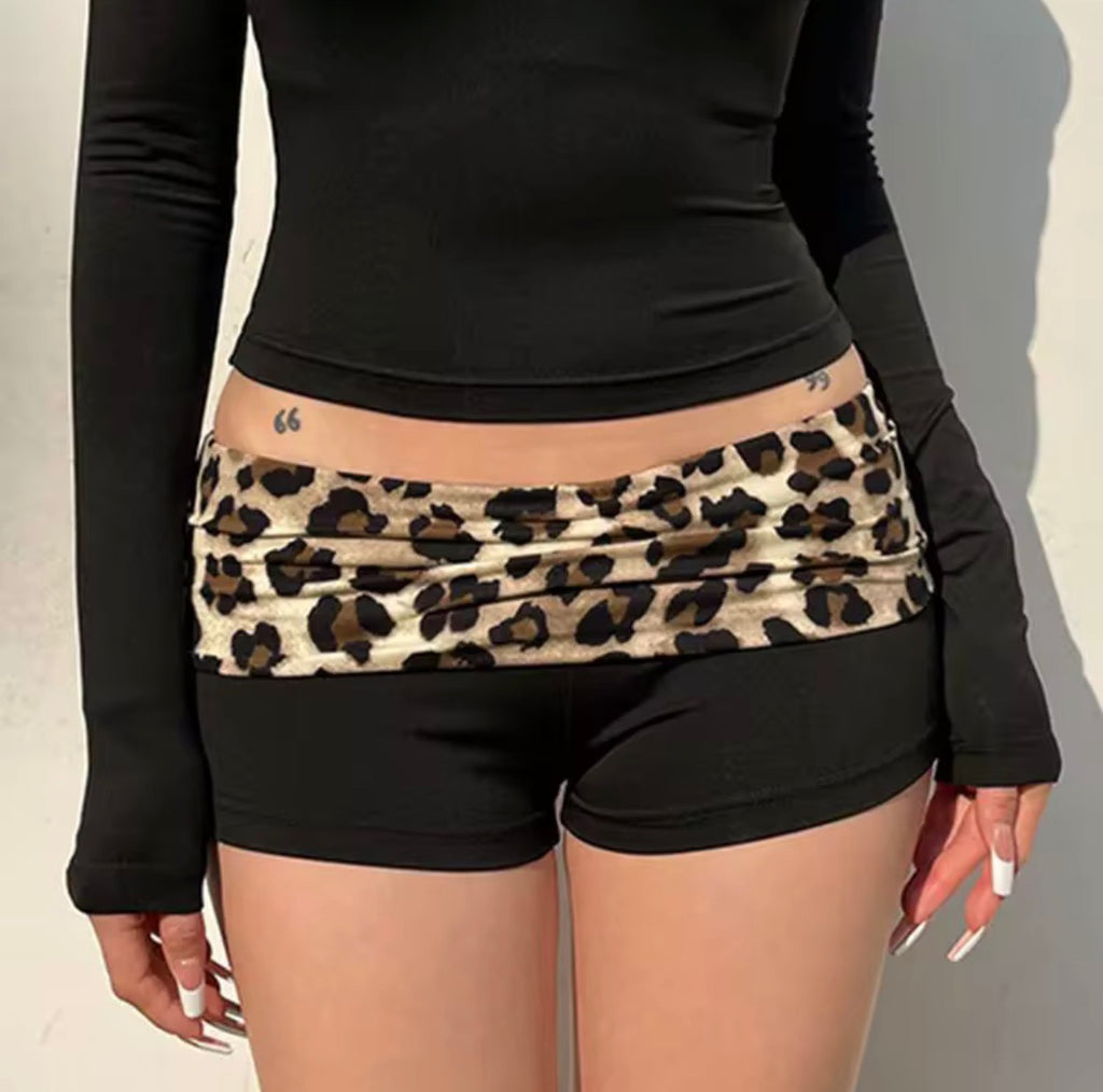 Women's Low Waist Cheetah Print Booty Shorts