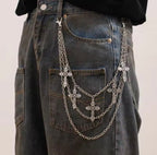 Y2K Gothic Cross Wallet Chain – Multi-Layer Punk Jeans Chain for Men & Women