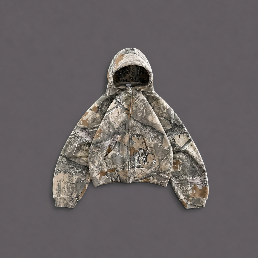 Extreme Baggy Cropped Camo Hoodie