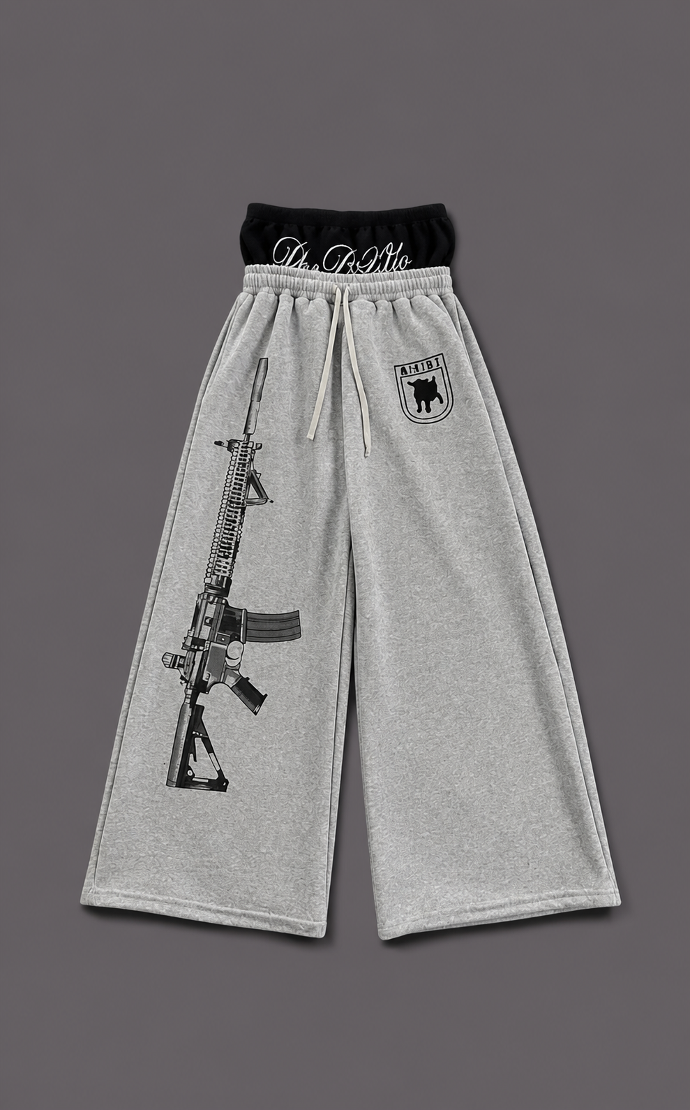 Grey Y2K High-Waisted Streetwear Sweatpants