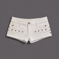 Women's Y2K Denim Low Rise White Jean Shorts