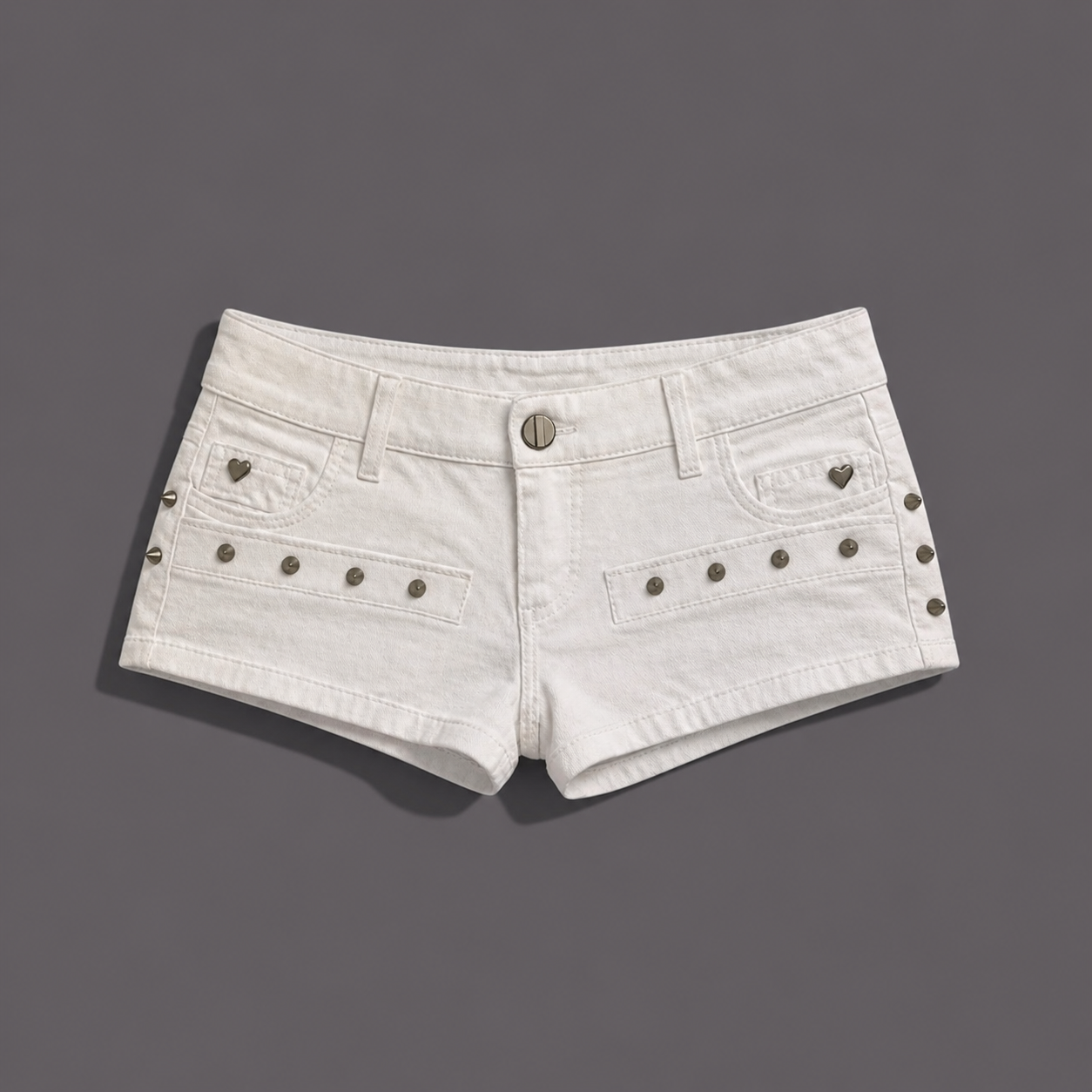 Women's Y2K Denim Low Rise White Jean Shorts